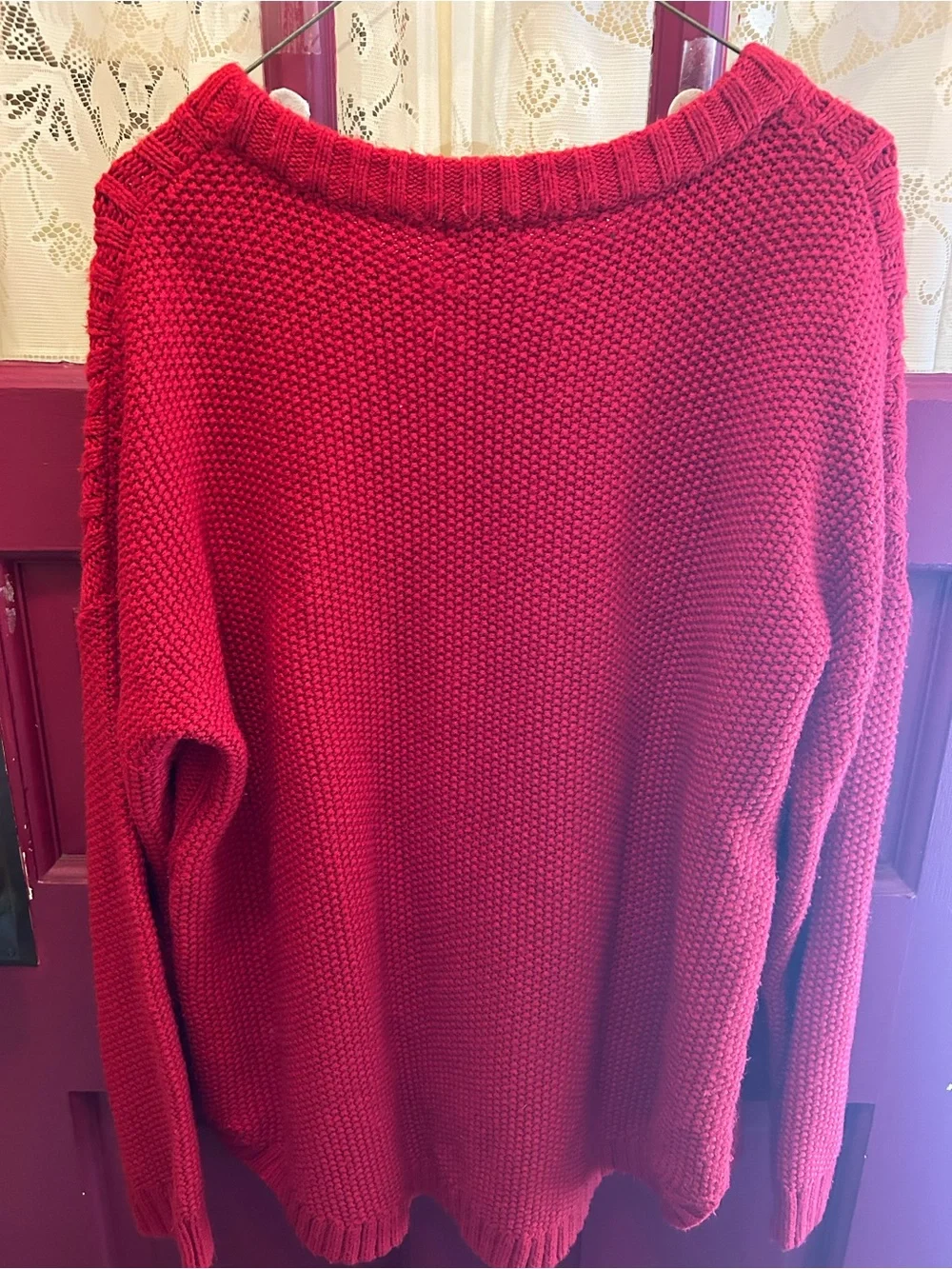 Merona Red Cable-Knit Crewneck Sweater